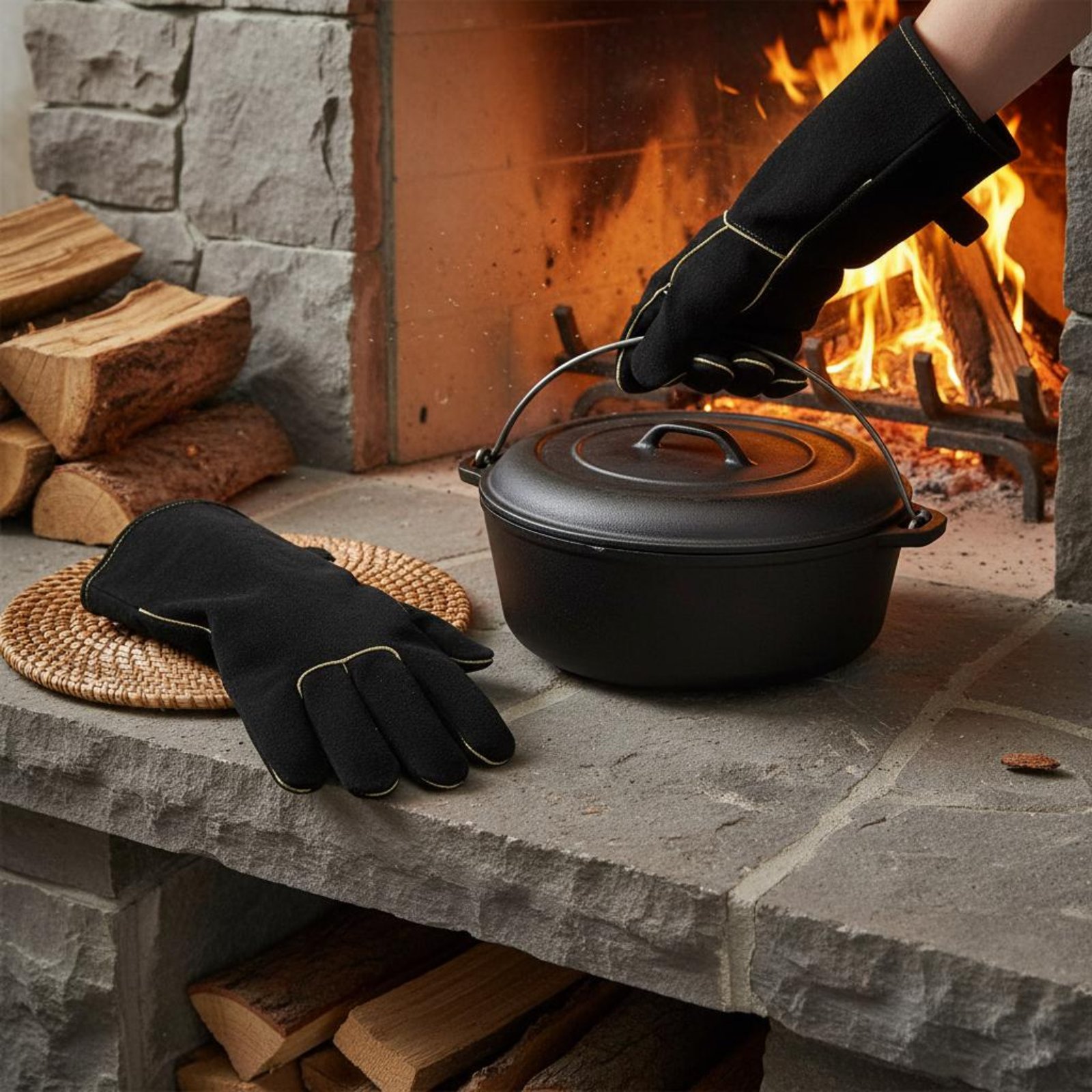 Workshop Tools And Safety - Long Cuff BBQ Gloves Anti-Scald Heat