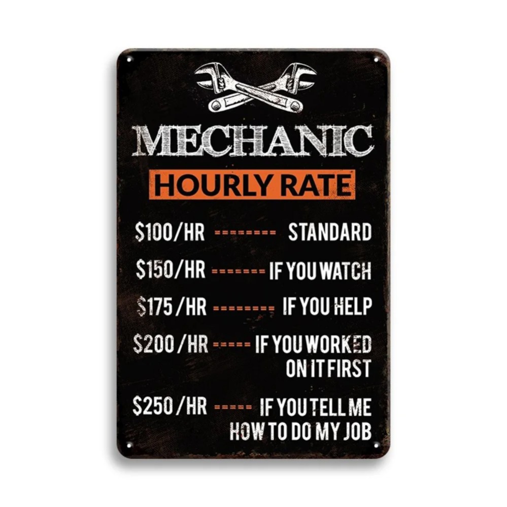 Vintage Mechanic Hour Rate Sig - Workshop Tools Hours incelemesi ve fiyatı